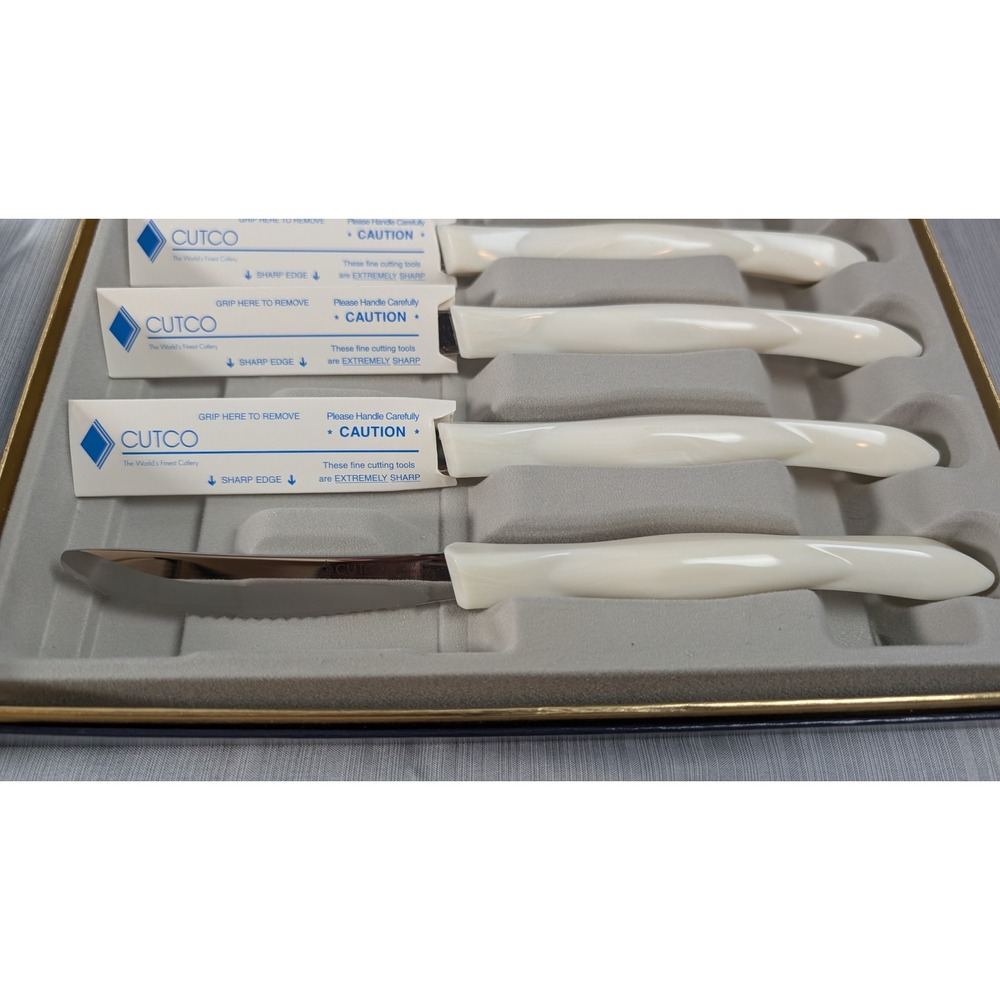 Cutco Table Knife Set 1759 KB 6pc Serrated Pearl White 6pc Set - New - Picture 3 of 12